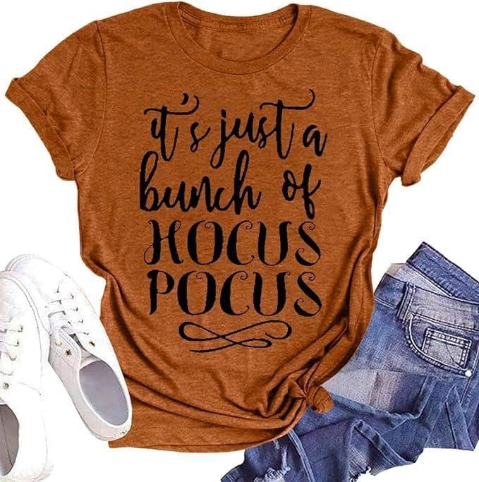 DESFSE It's Just A Bunch of Hocus Pocus T-Shirts for Women Sanderson Sisters Shirt Halloween Movie Graphic Fall Tee Tops — image 1
