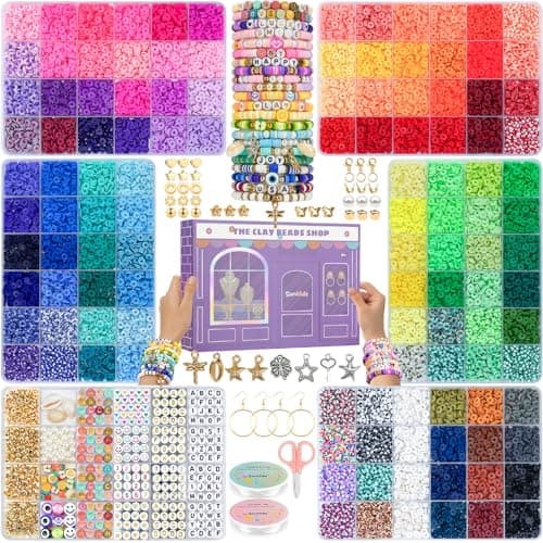 Sunlode 30,000Pcs Clay Beads Bracelets Making Kit, Beads for Bracelets 6 Boxes Bead for Jewelry Making Kit Friendship Bracelet Gifts Trendy Stuff Letter Bead Craft Adult — image 1