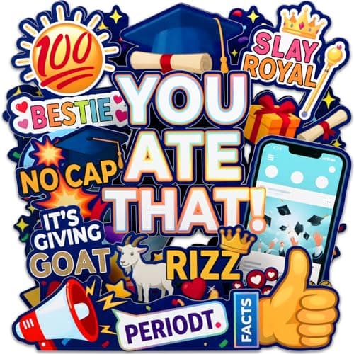 FaCraft Funny Graduation Cards - Gen Z Slang You Ate That Rizz GOAT No Cap Periodt Facts - Handmade Aesthetic 5-Layer Pop Up Graduation Card for Bestie Son Daughter High School College Class of 2026 — image 1