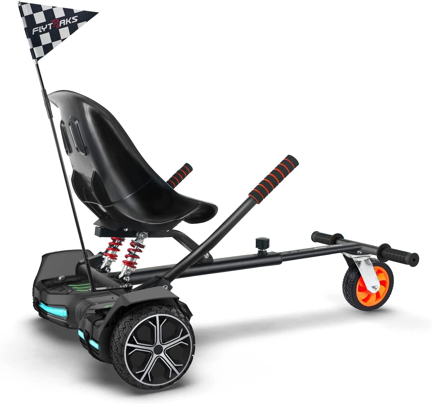Flytraks K2 Self-Balancing Scooter Go Kart with Rear Shock Absorption, Balancing Scooter Seat Attachment for 6.5" 8" 10" Tires, Adjustable Length & Off-Road Wheel( (Not Including Balancing Scooter)