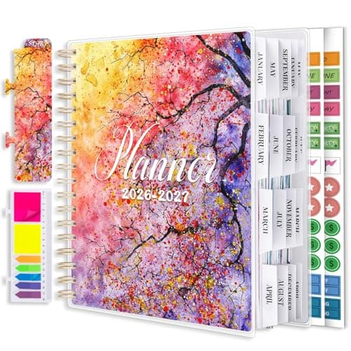 Planner 2026-2027, Large 18 Months Academic Daily Weekly Monthly Planner Yearly Agenda Jan. 2026–June. 2027, 7.9" x 9.8", Page Tabs, Separator Page, Pocket Folder, Bookmark, Stickers, Sticky Note Set — image 1