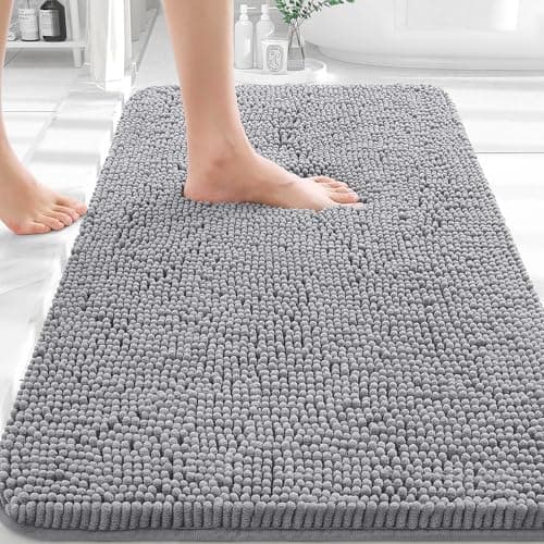 OLANLY Bathroom Rugs 30x20, Extra Soft Absorbent Chenille Bath Rugs, Rubber Backing Quick Dry, Machine Washable Bath Mats for Bathroom Floor, Tub and Shower, Home Decor Accessories, Grey — image 1