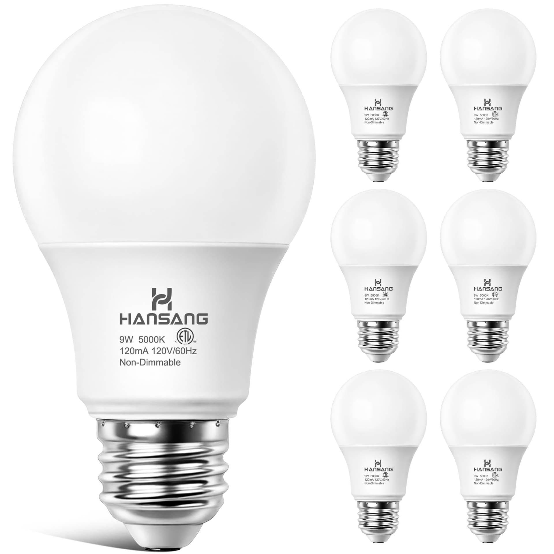 A19 LED Light Bulbs Daylight 5000K, E26 LED Bulb 60 Watt Equivalent