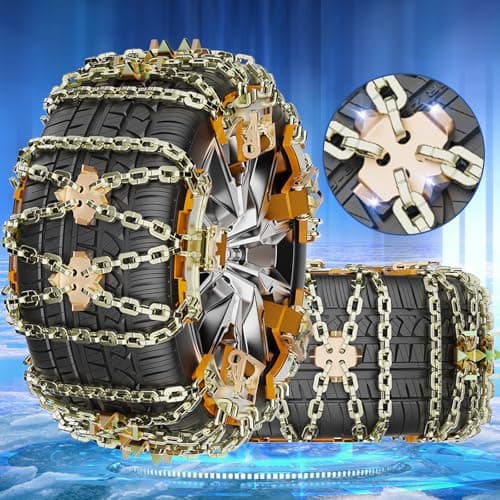 Snow Chains, Tire Chains for Car SUV Pickup Trucks, Adjustable Portable Universal Emergency Anti Skid Snow Car Tire Chains for Tire Width 225-285mm, 6 Pack — image 1