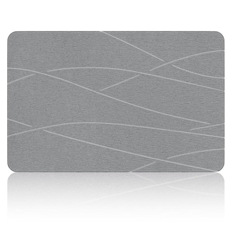 SpaceAid Stone Bath Mat Quick Dry for Bathroom, Gray Line, 23.6" x 15.4" | Diatomaceous Earth Shower Mat, Fast Drying Large Bath Floor Stone, Quick Drying Super Absorbent, Easy to Clean — image 1