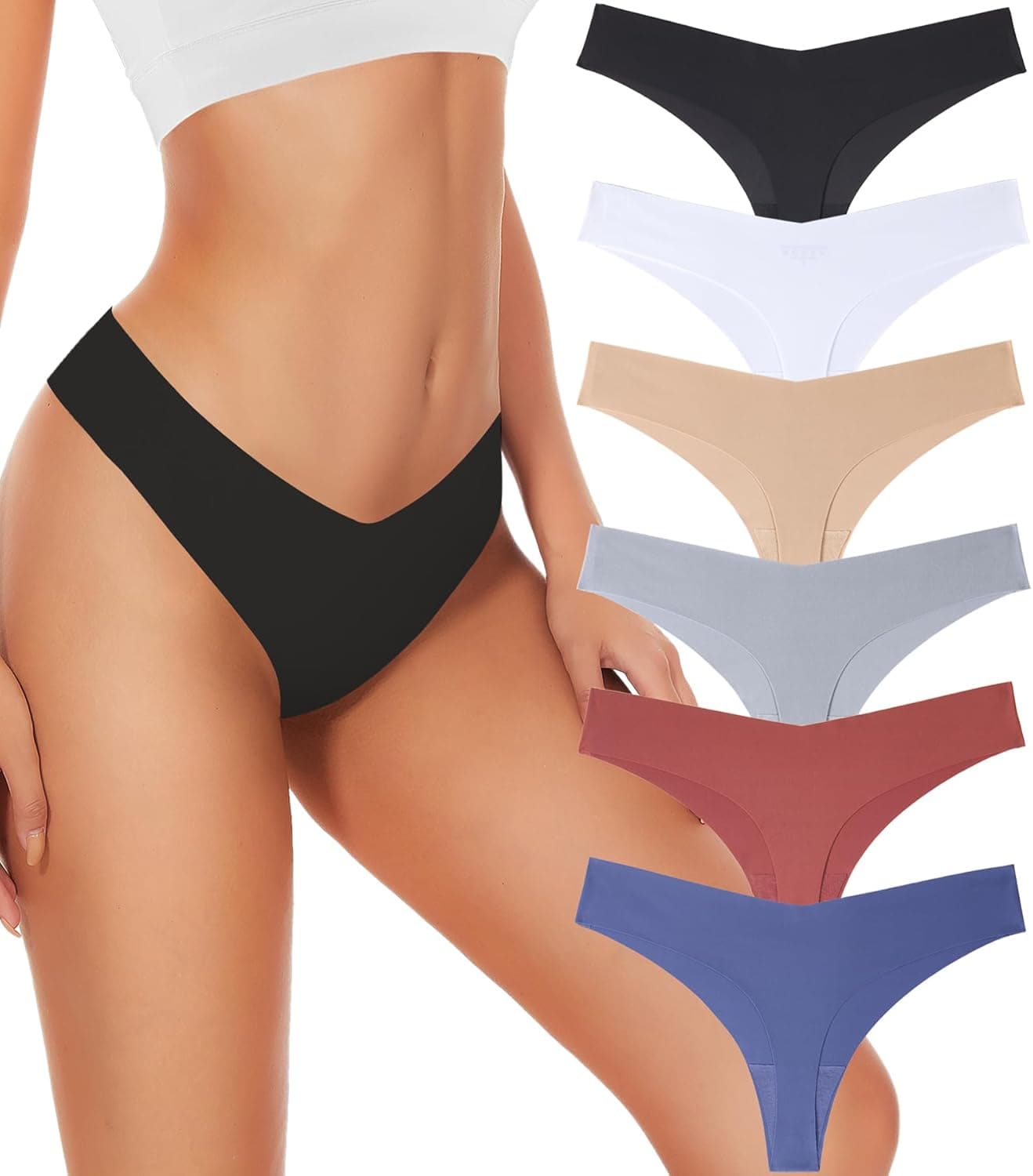 HELLOPOPGO Seamless Thongs 6 Pack