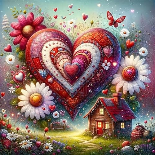 igoodom Diamond Art Kits for Adults, Love and House Diamond Painting Kit, Full Drill Round Diamond Art Kits, DIY Gem Art and Crafts for Home Wall Decor Gift 14x14inch — image 1