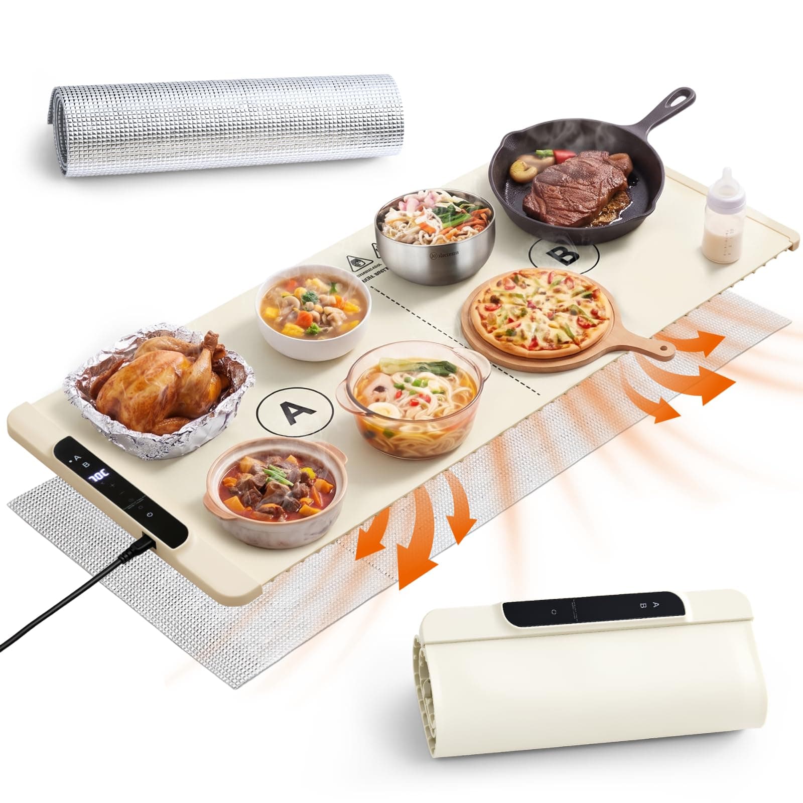 Warming Mat for Food, 36"x15" Extra Large Dual Independent Temp Control