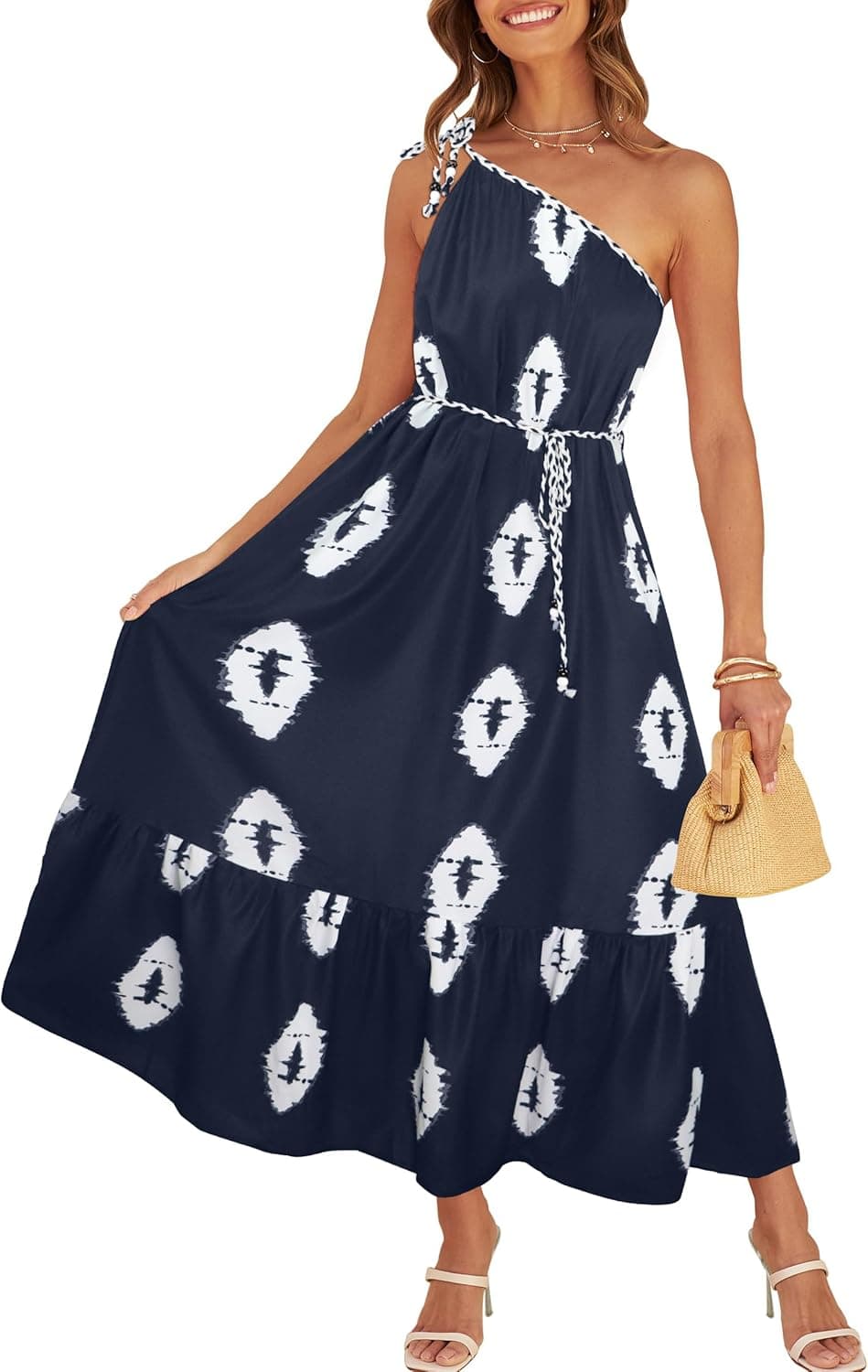 CCTOO Womens One Shoulder Maxi Dress