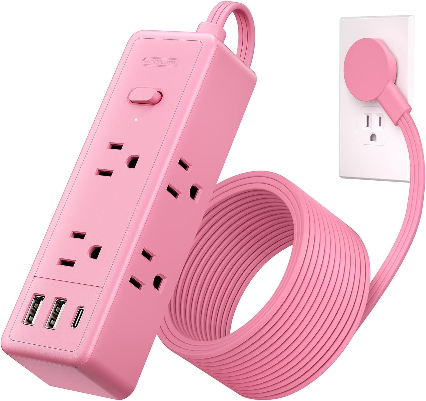 NTONPOWER 9 in 1 Pink Extension Cord