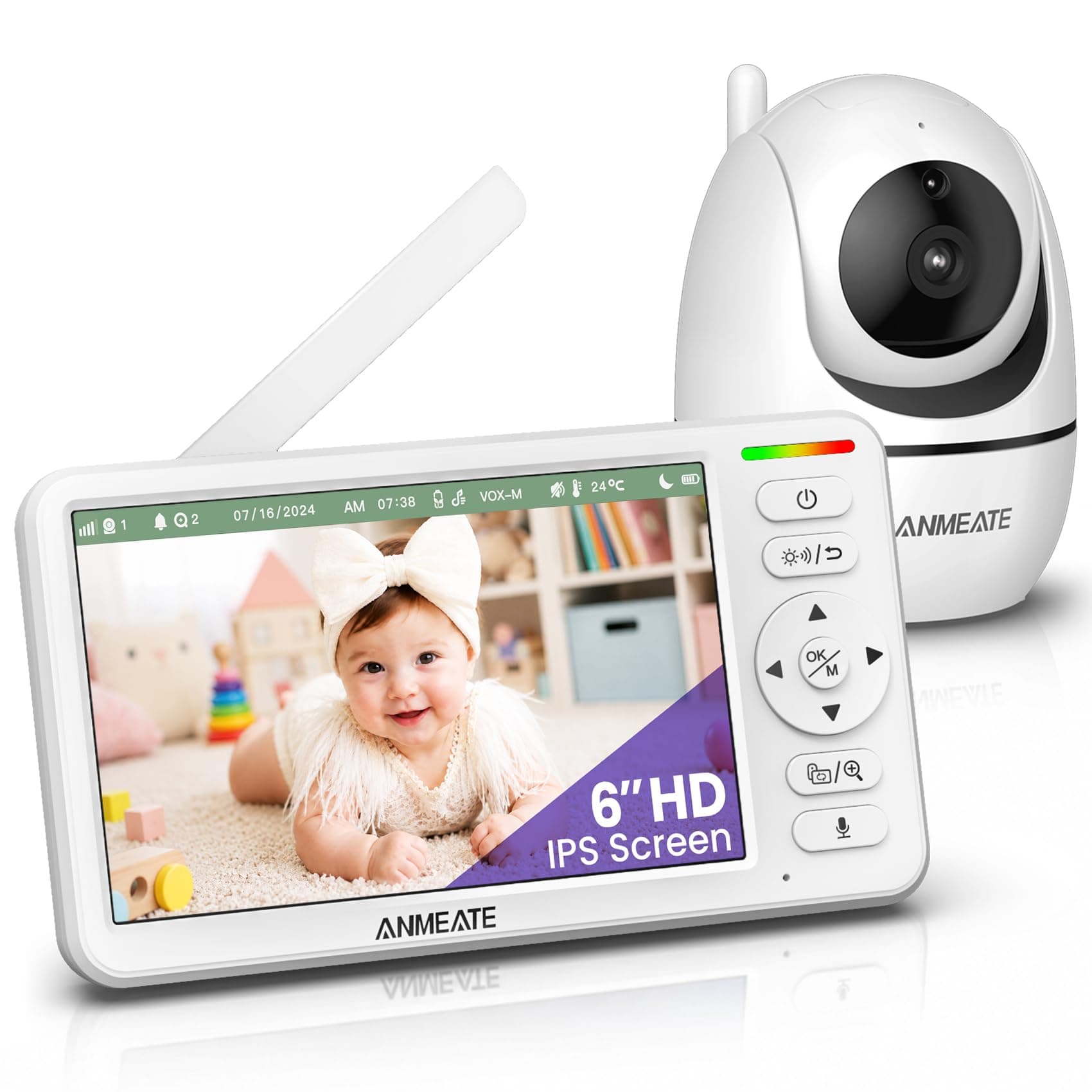 ANMEATE 6" Video Baby Monitor with Camera and Audio No WiFi