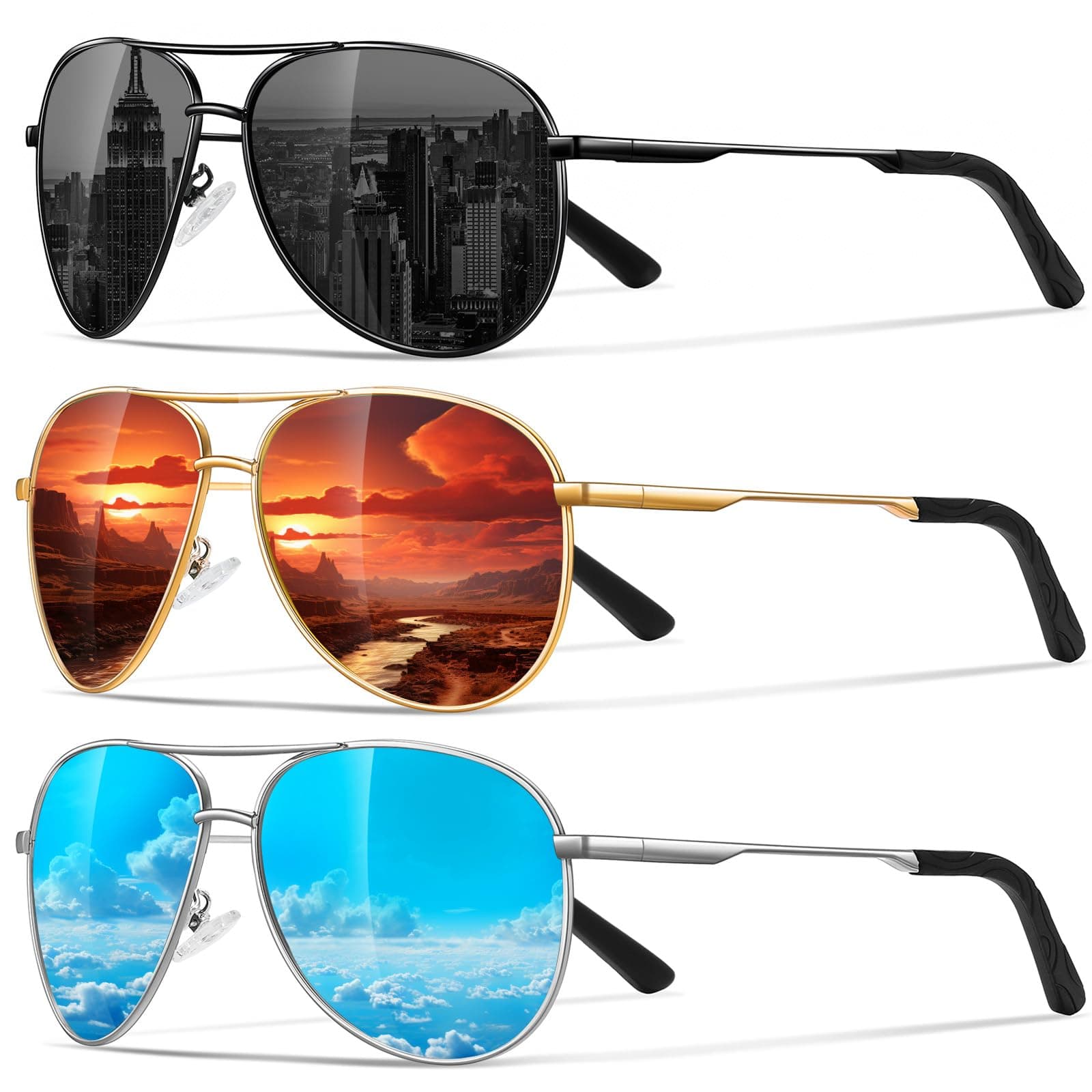 Eiuizah Polarized Aviator Sunglasses for Men Women UV400 Driving Shades