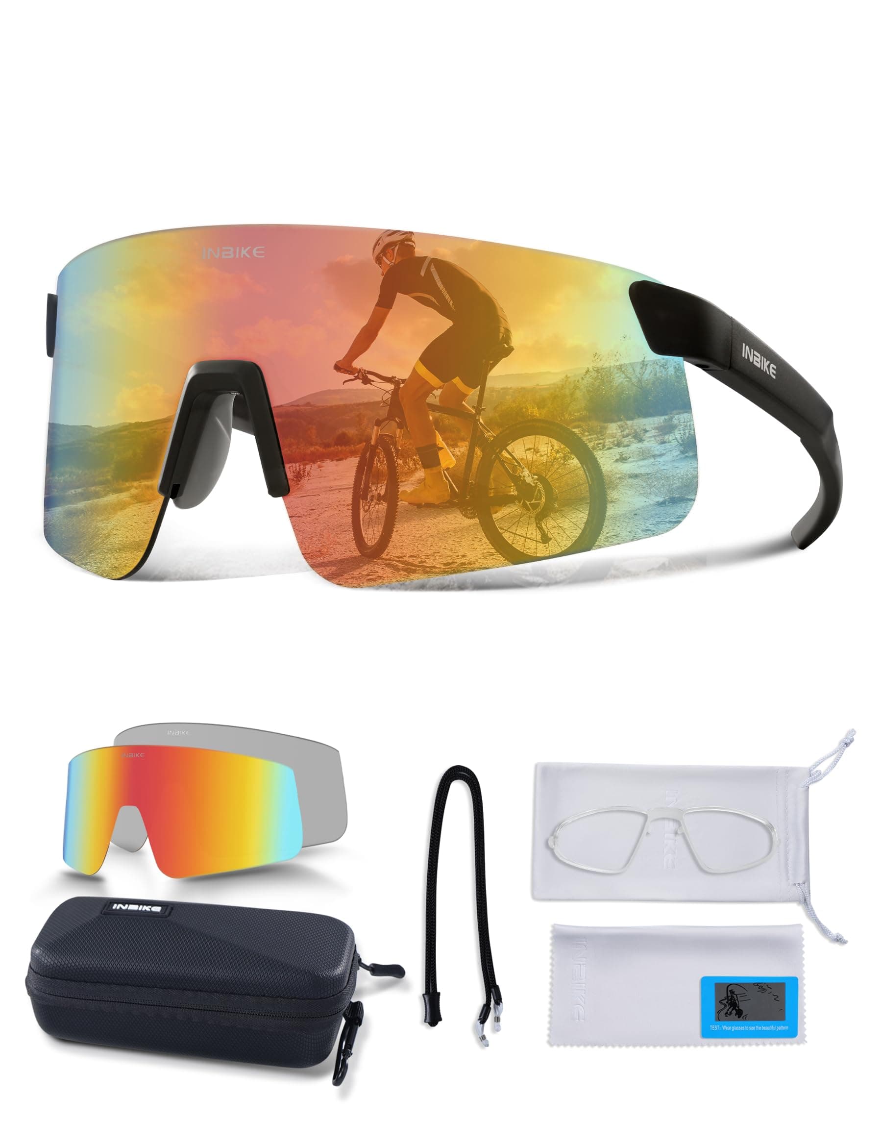 INBIKE Cycling Glasses for Men&Women, Polarized UV400 Protection Sports Sunglasses,TR90 for Road/Mountain Bike,Fishing