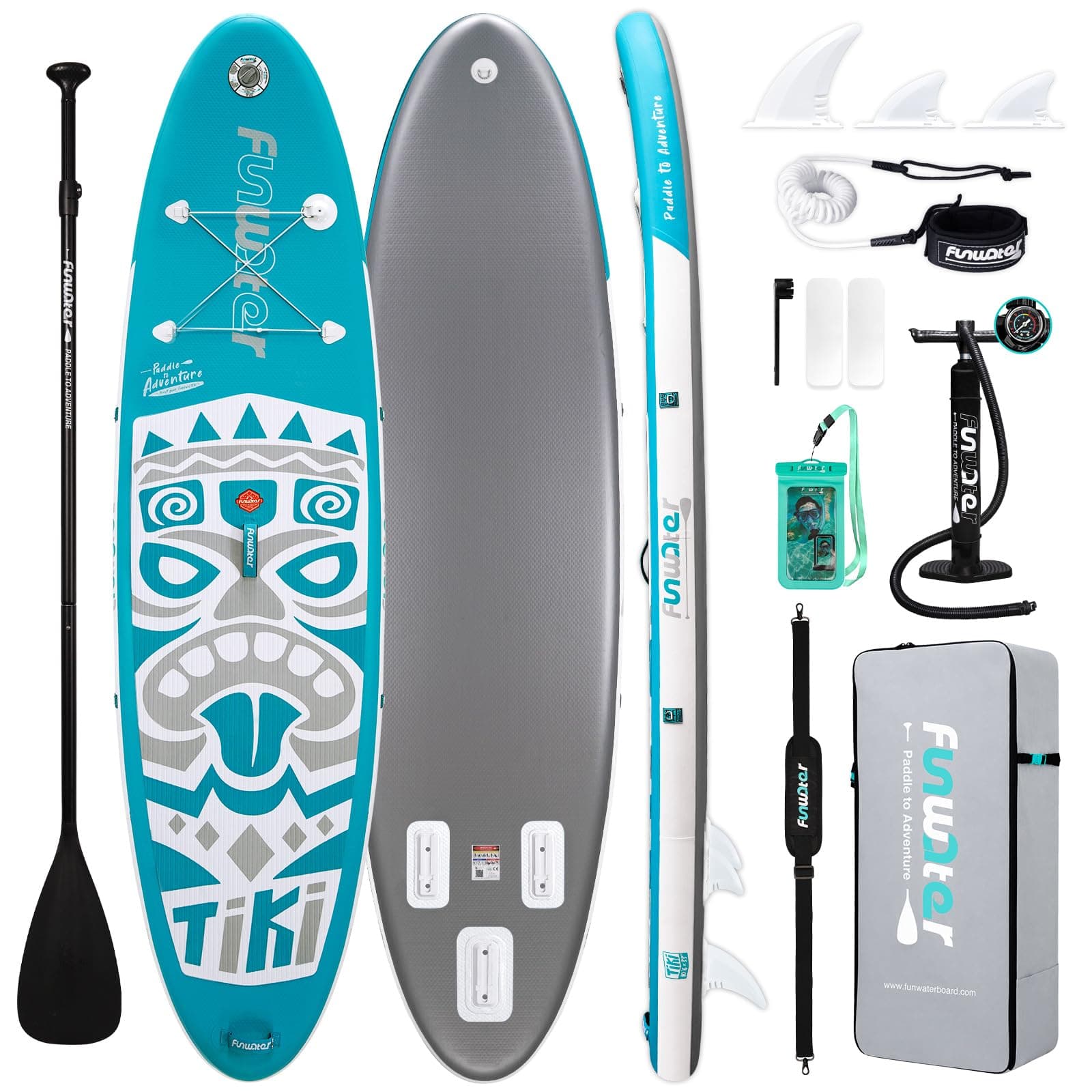 FunWater Inflatable Stand Up Paddle Board with Beginners SUP Accessories