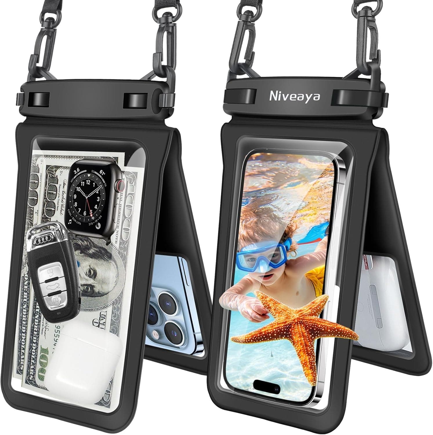 NIVEAYA Waterproof Phone Pouch 2 Pack