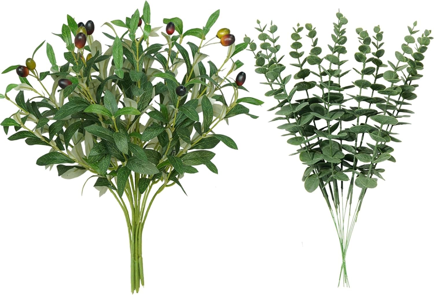 BUZIGUBY 16Pcs Faux Olive Branches & Eucalyptus Branches