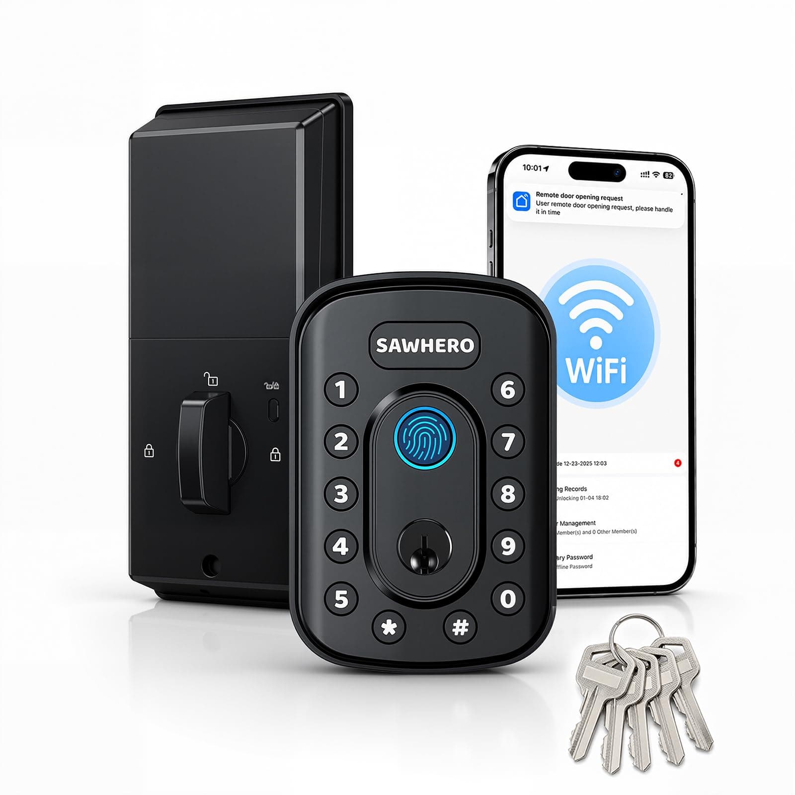 Keyless Entry Door Lock, Smart Deadbolt for Front Door, Fingerprint