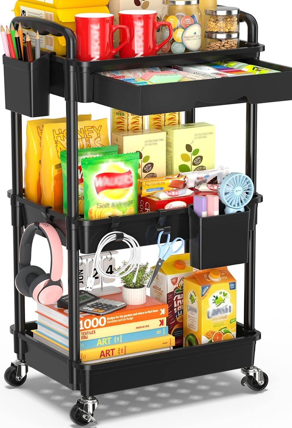 SUNALLY 3 Tier Rolling Storage Carts