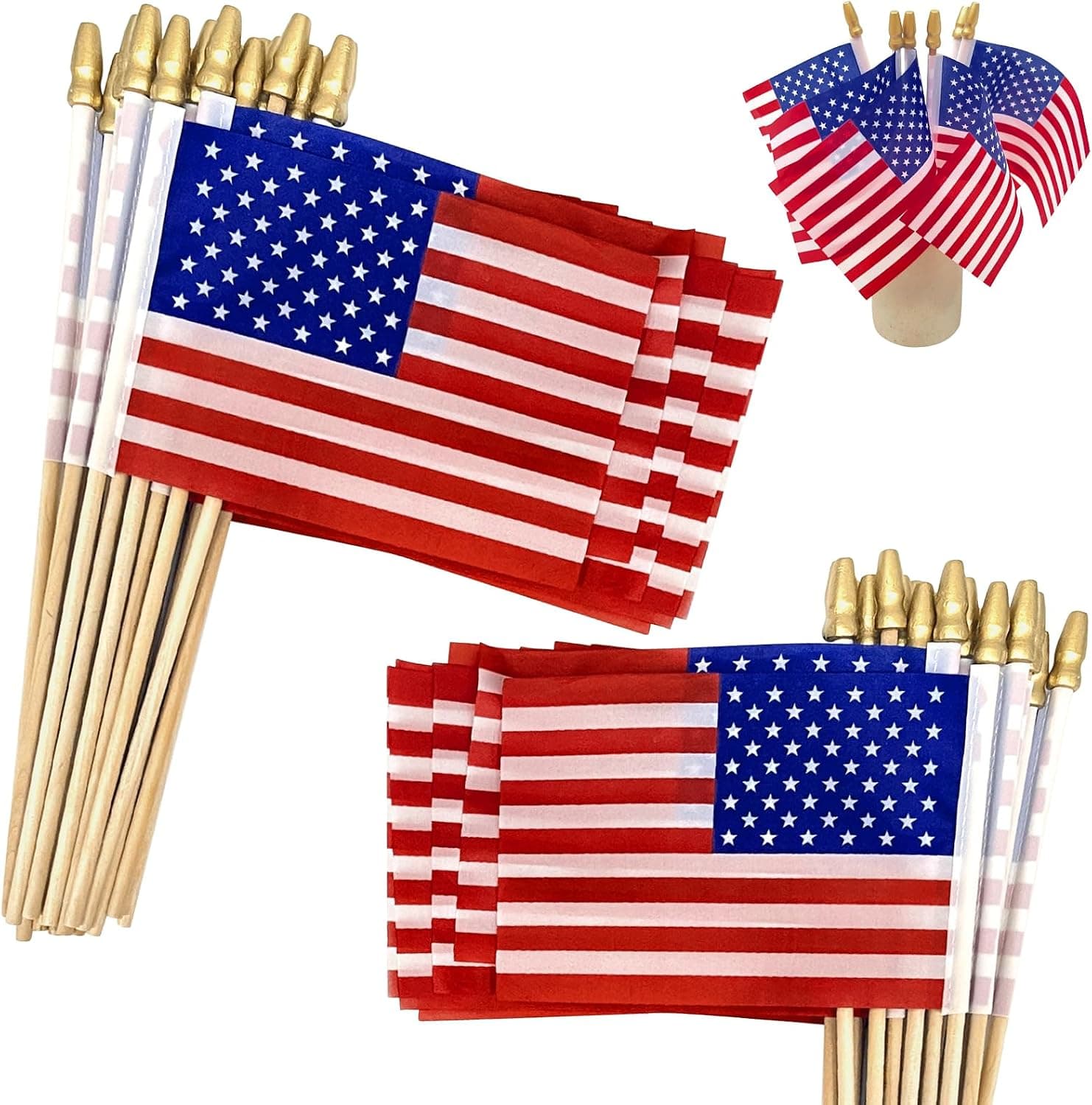 TURNMEON 24 Pack Small American Stick Flags