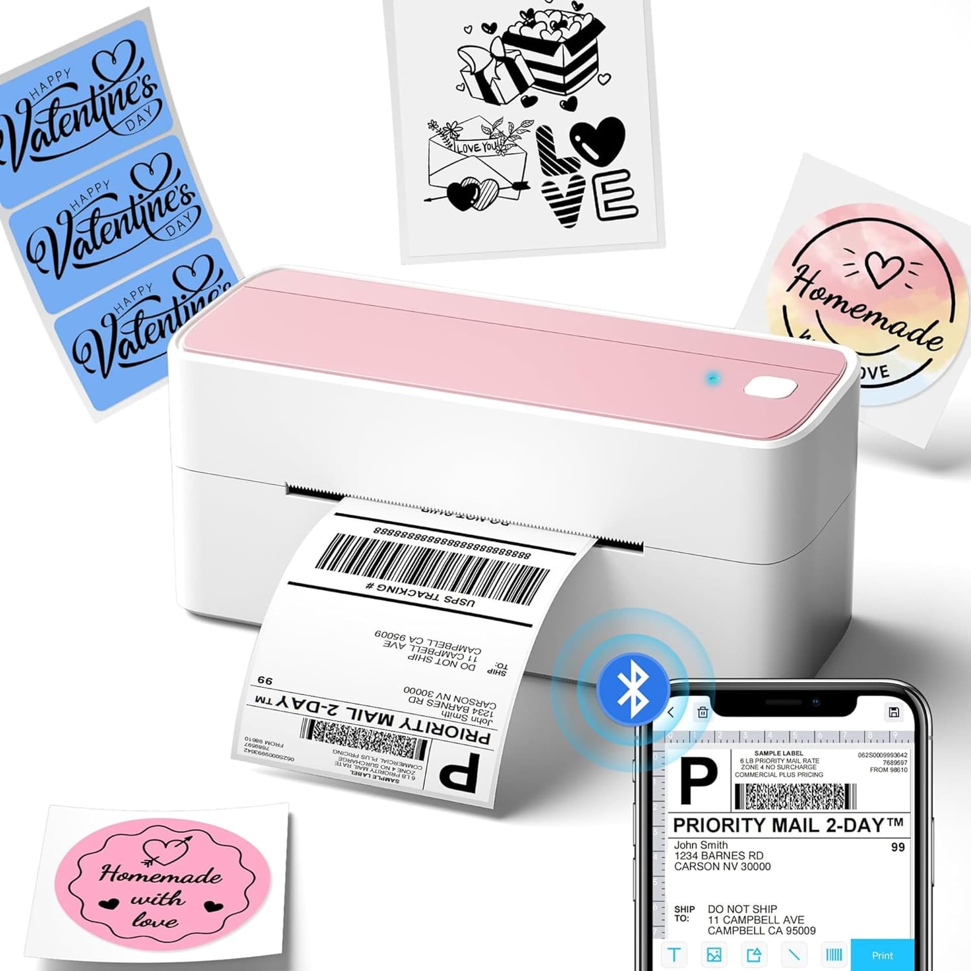 Phomemo Bluetooth Thermal Label Printer, 241BT Label Printer & 20Pcs Labels