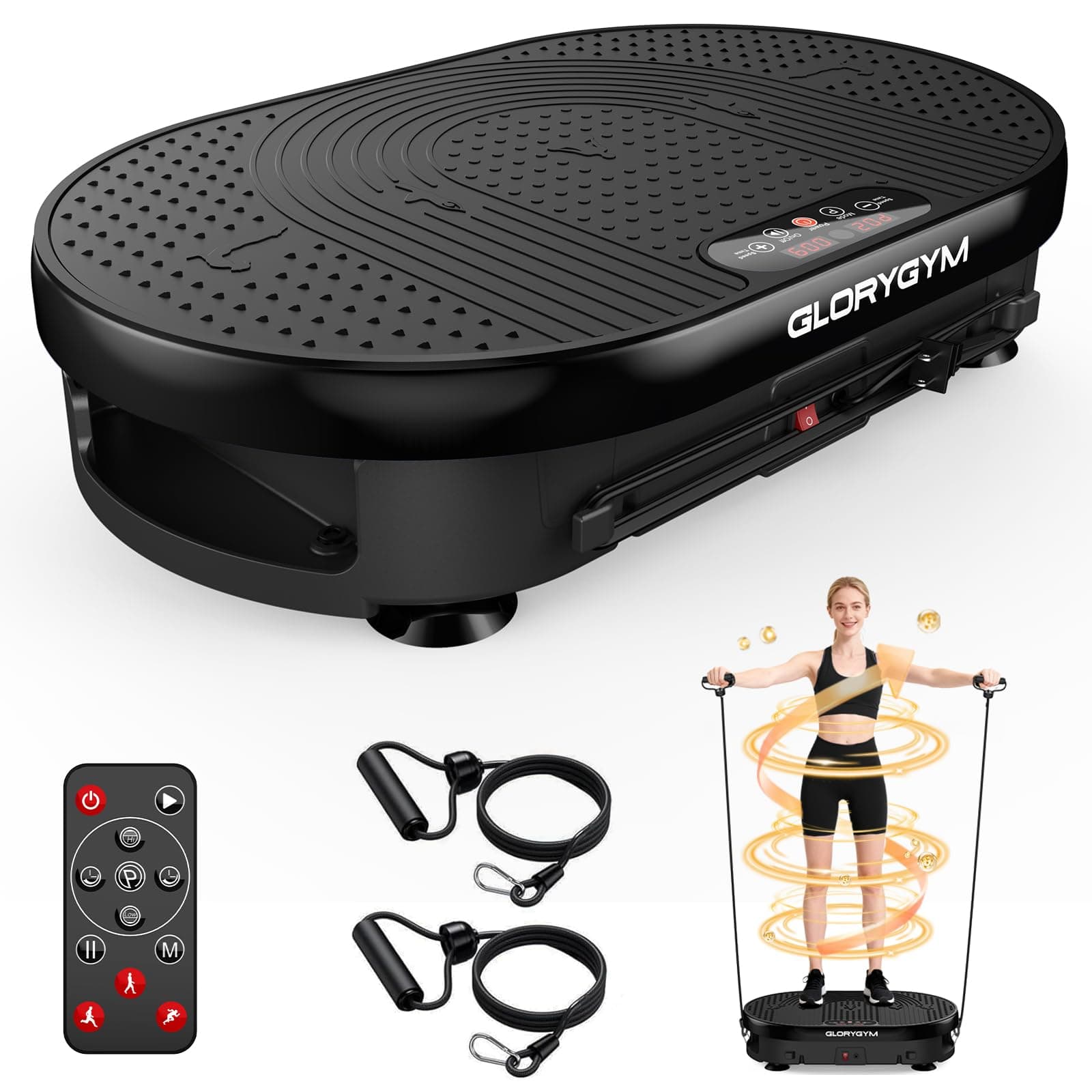 Vibration Plate Exercise Machine for Body Shaker Machine & Weight Loss, Shake Plate with Resistance Bands, 120 Speed Levels, Remote Control, Full Body Workout, Compact Home Gym Equipment
