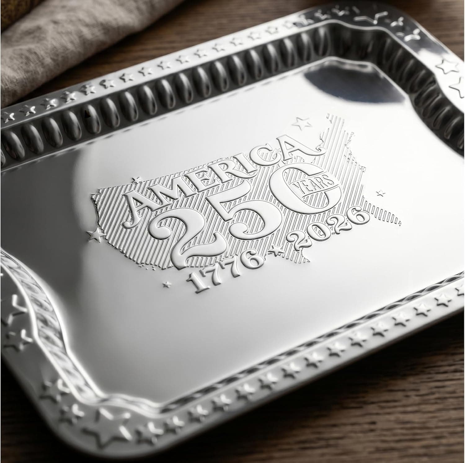 ZENOVLUX 4 Pack Silver Serving Tray