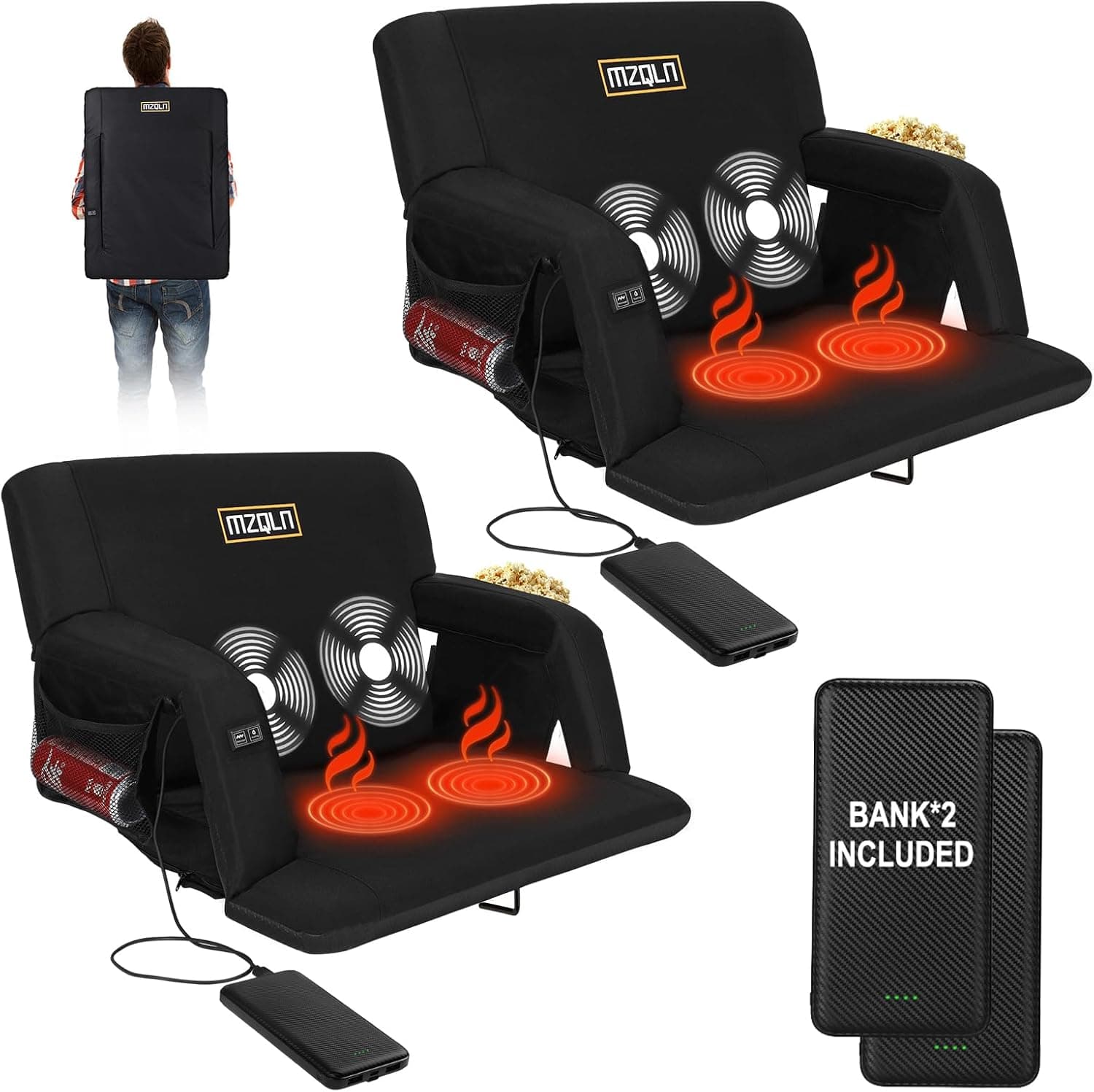 MZQLN Heated Massage Reclining Stadium Seat