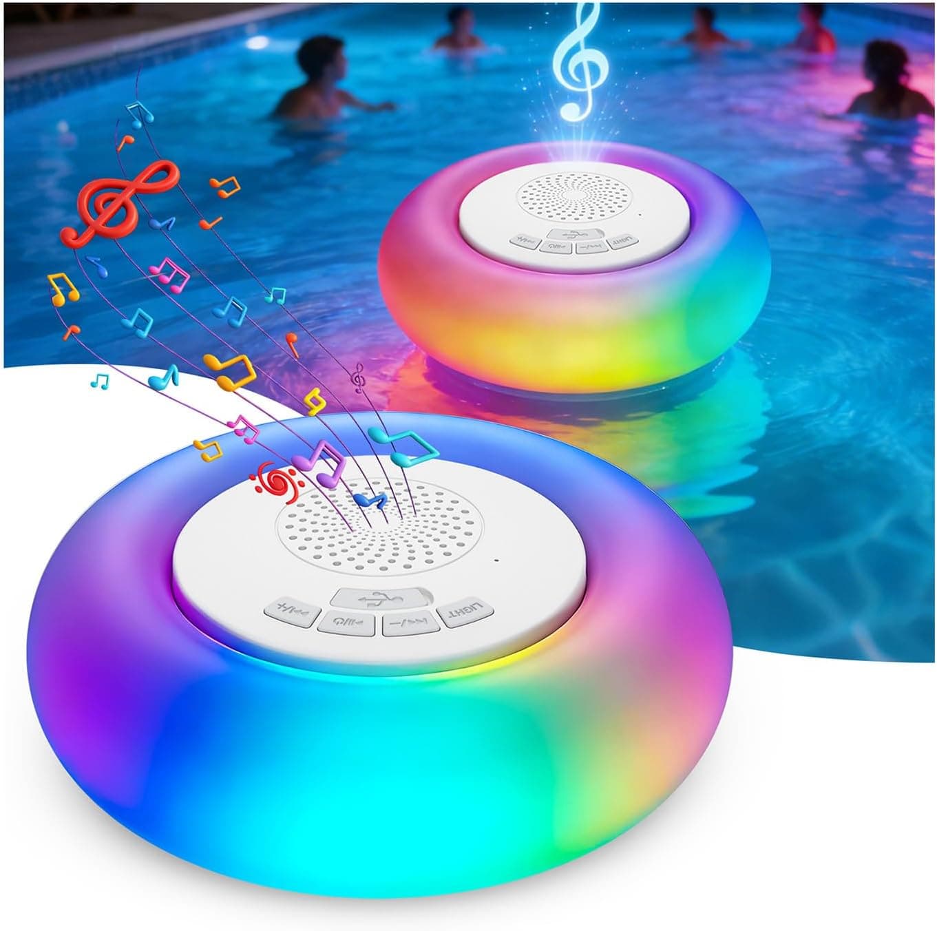 JEMULICE 2Pcs Floating Bluetooth Pool Speaker