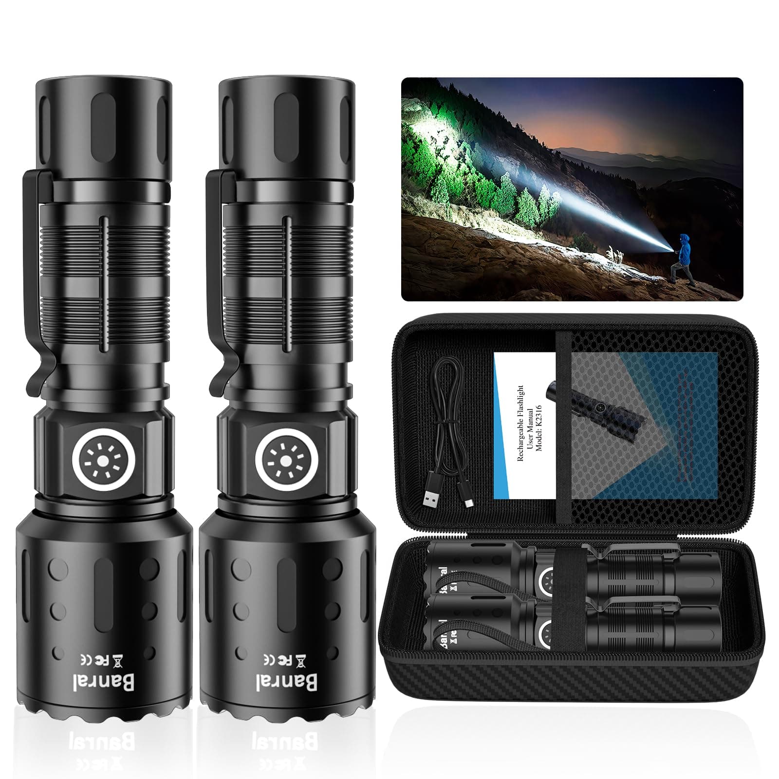 Rechargeable Flashlights High Lumens,Super Bright Small Powerful Flashlight