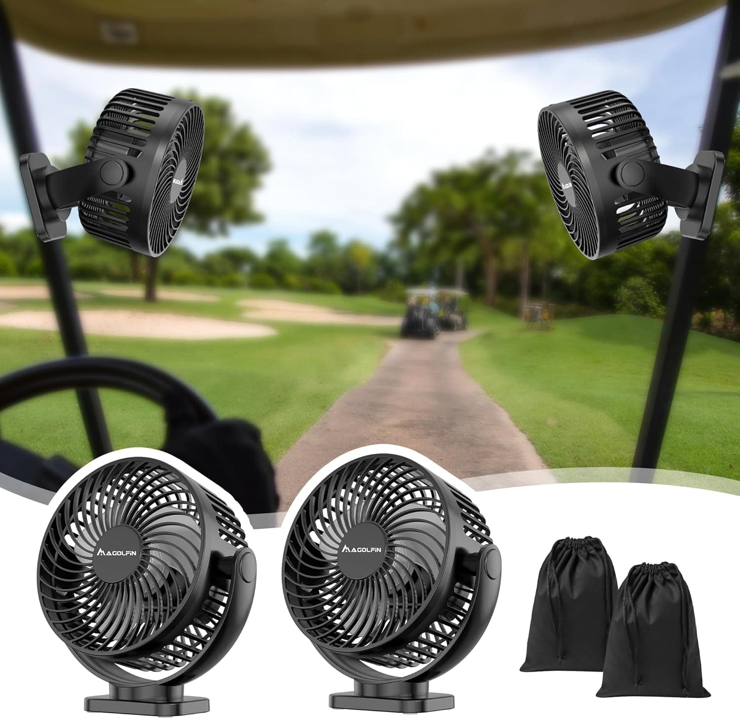 MAGOLFIN 2-Pack Magnetic Golf Cart Fan