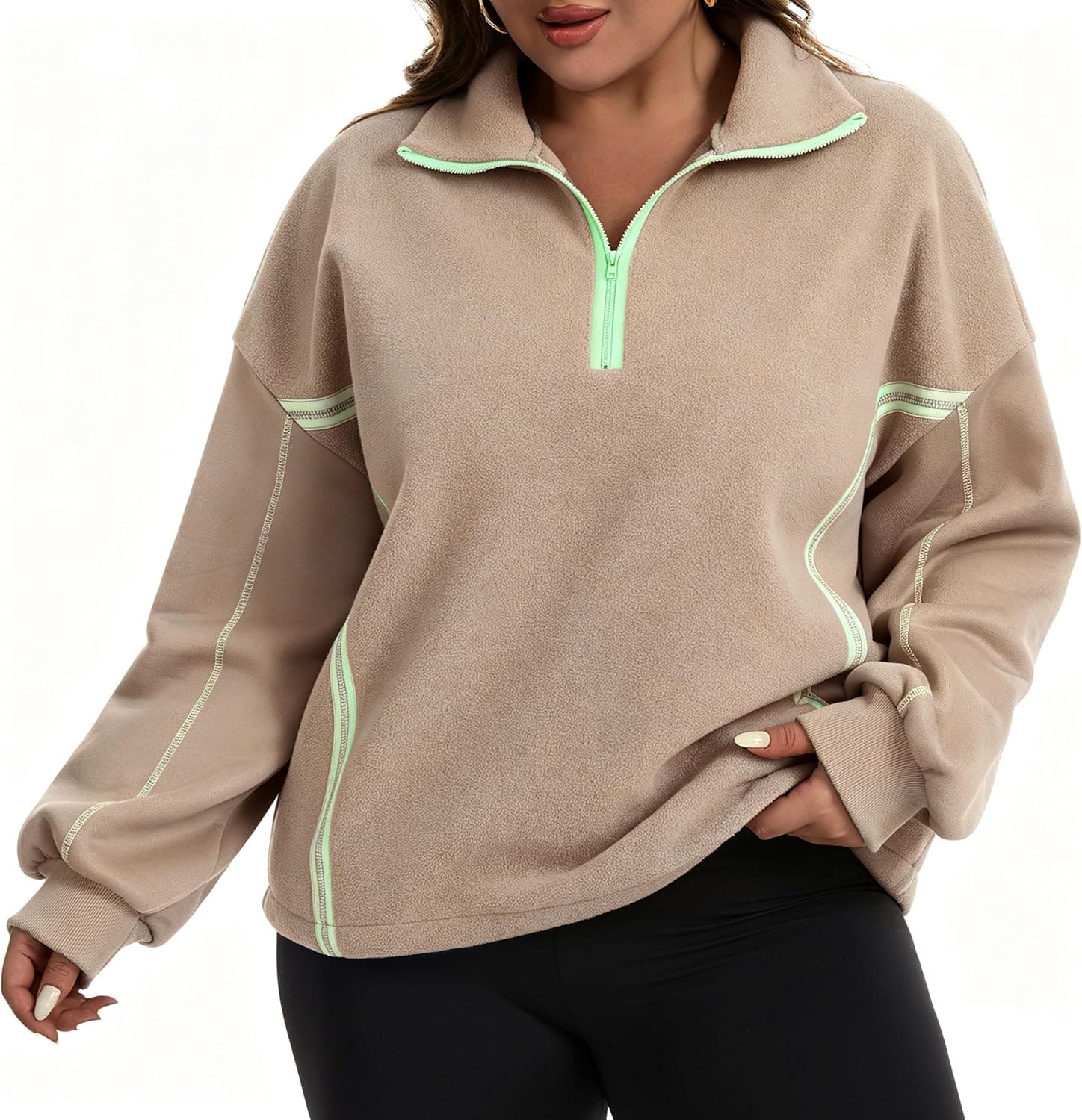 CHARMING ASHLEY Plus Size Quarter Zip Pullover