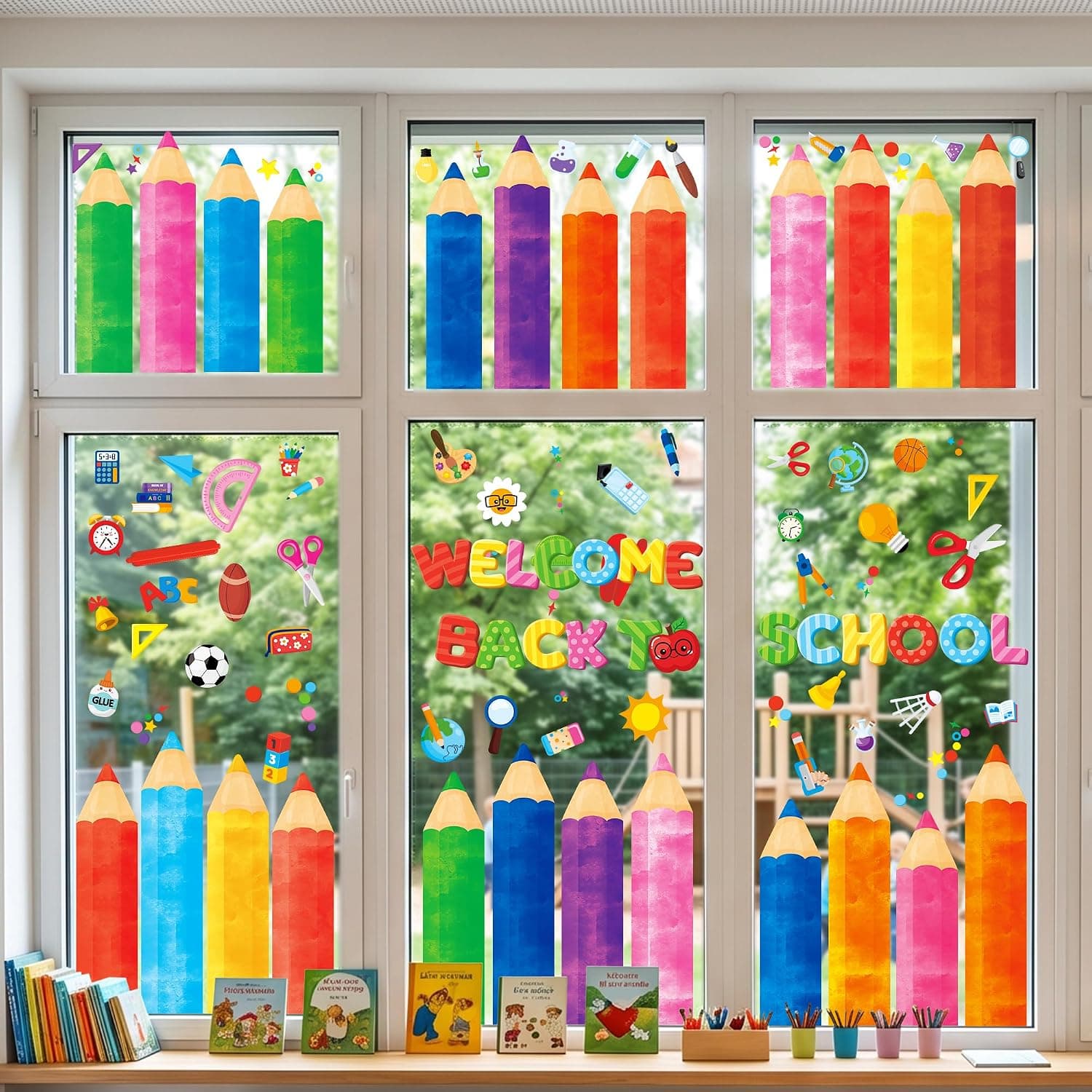 MISS FANTASY 104Pcs Back to School Window Clings