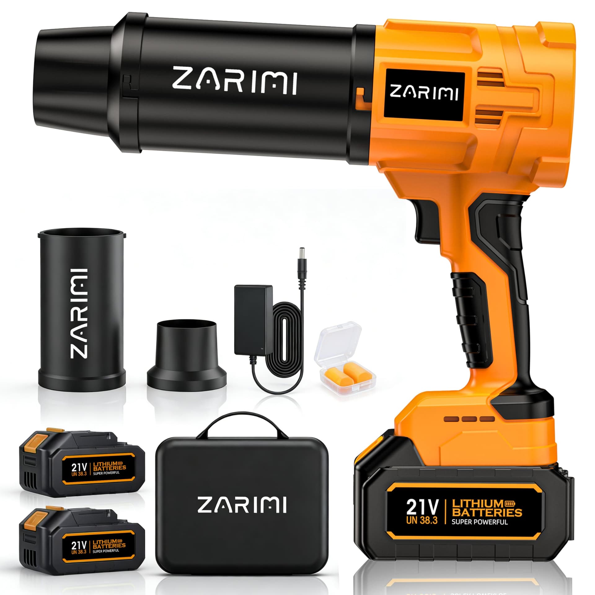 990,000 RPM Cordless Leaf Blower, Electric Handheld Leaf Blower with 2 Batteries & Charger, Lightweight for Patio, Lawn, Yard, Deck - Light Orange