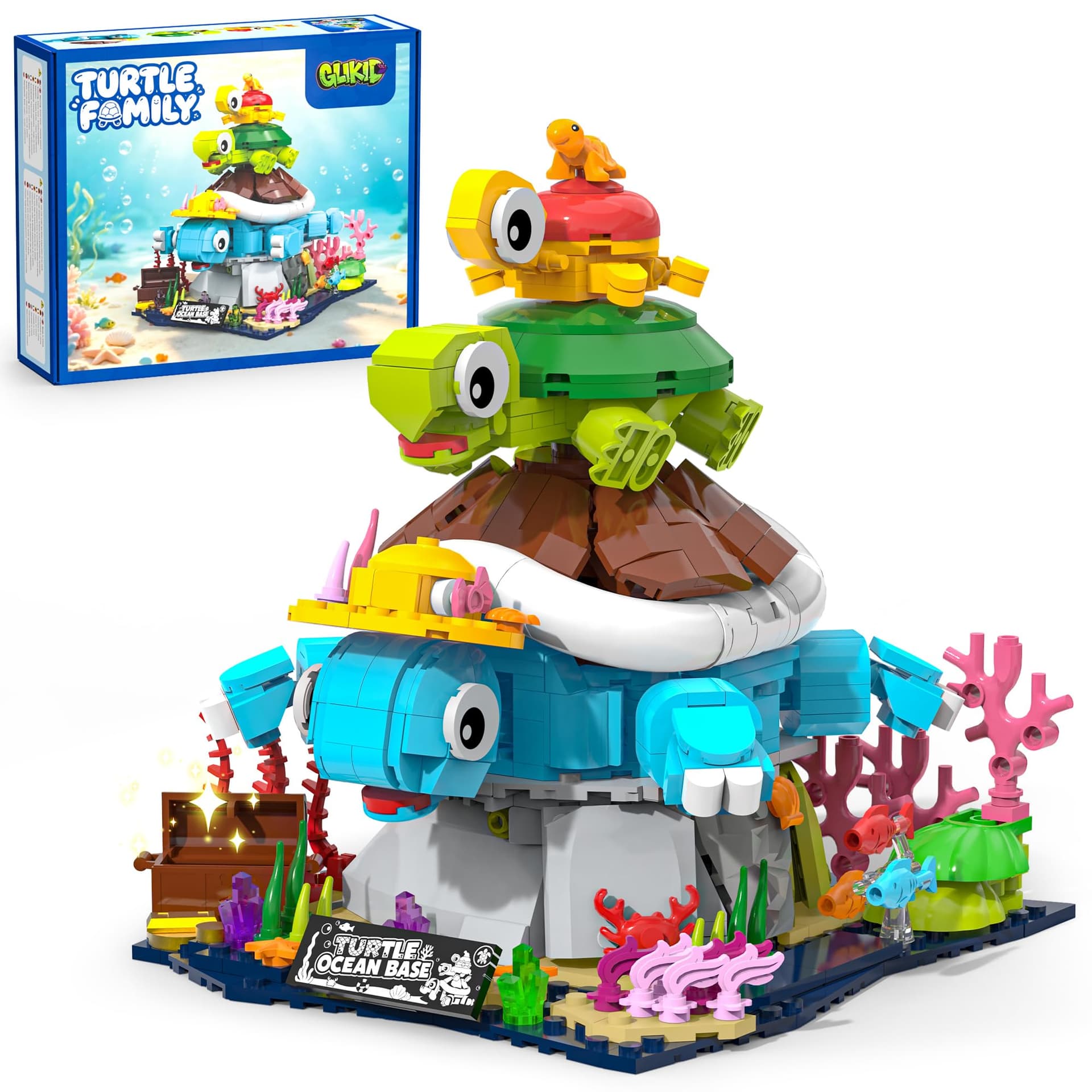 Turtle Family Building Set, Stackable Sea Animal Toy Ages 8+