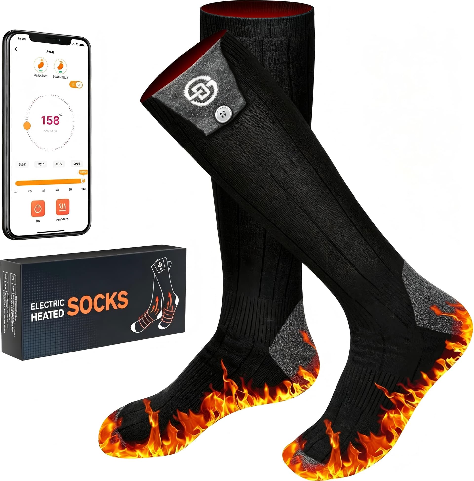 Heated Socks for Men Women, 7000mAh Rechargeable Battery Electric Heating Socks with APP Control Washable Winter Warm Socks for Foot Warmer Outdoor Fishing Hunting Ski Cycling Hiking Camping
