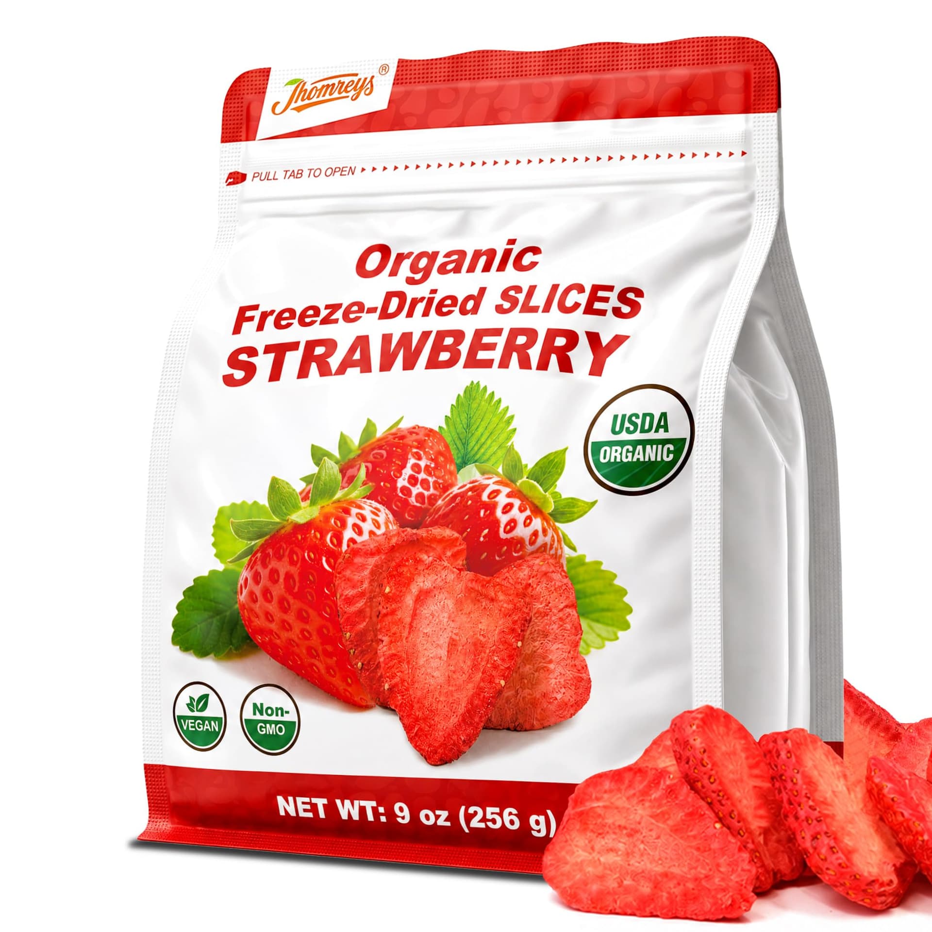 Organic Freeze Dried Strawberries Slices Dehydrated Fruit & Dry Berries Crispy Dried Strawberry Fruits, for Breakfast Cereal Dessert Salad Yogurt Baking Decoration Non GMO Gluten Free Vegan 9 oz