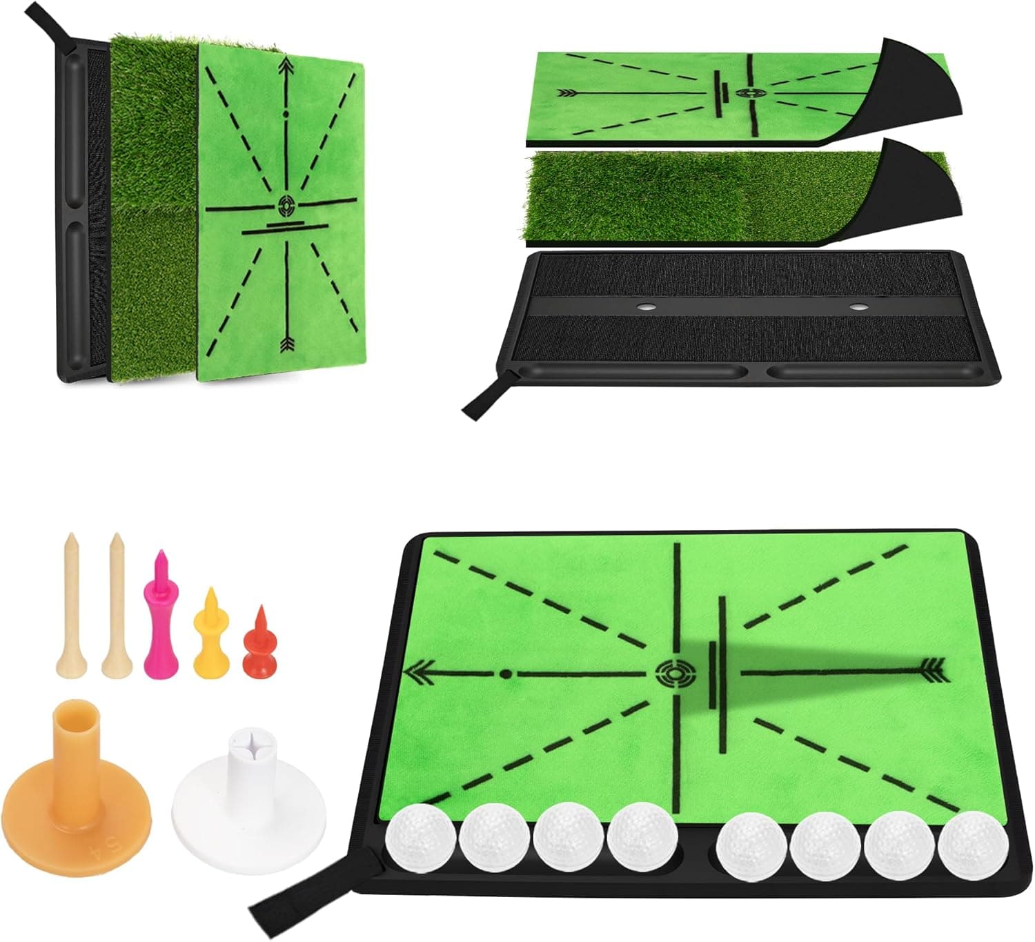 NEWCARE Golf Hitting Mat with Curved Ball Tray