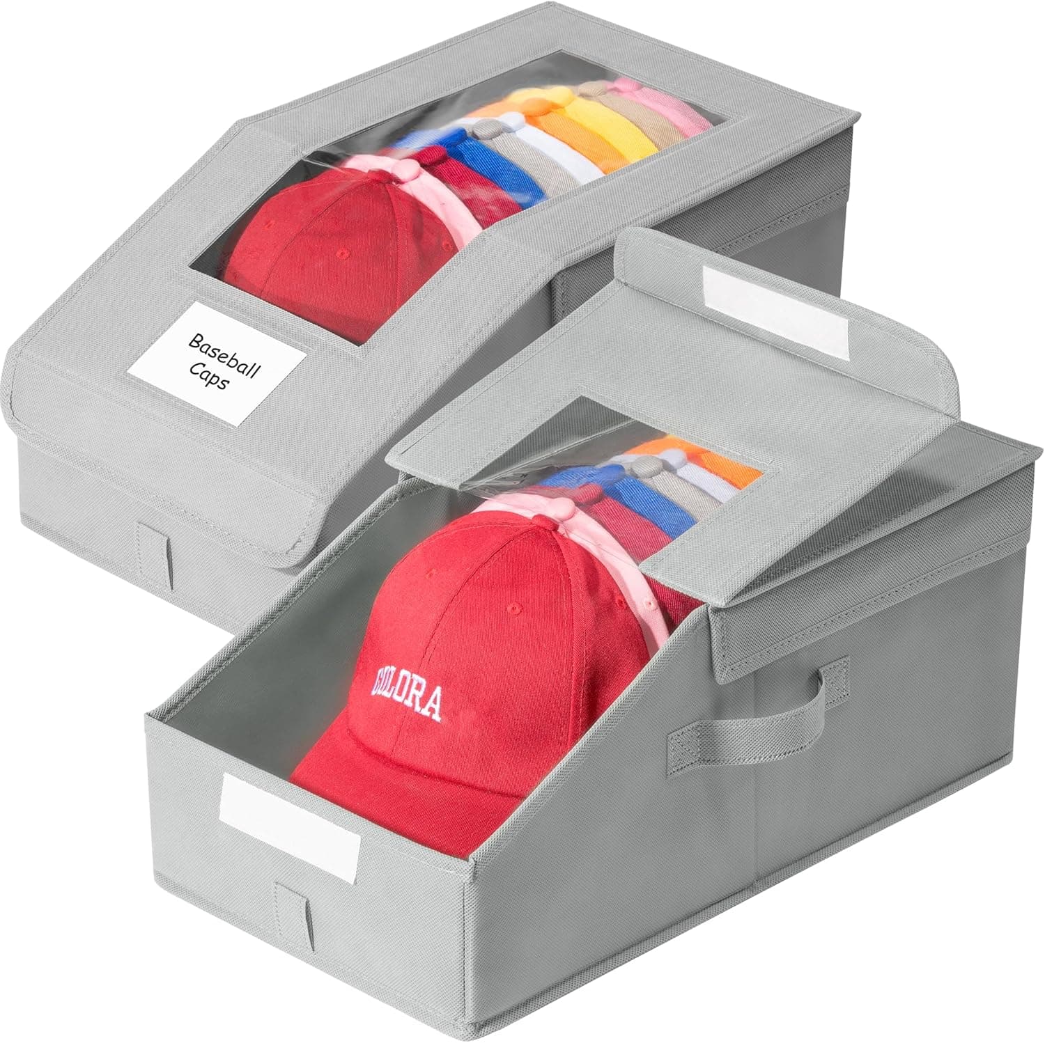 STOWSIA 2 Pack Stackable Hat Storage Boxes