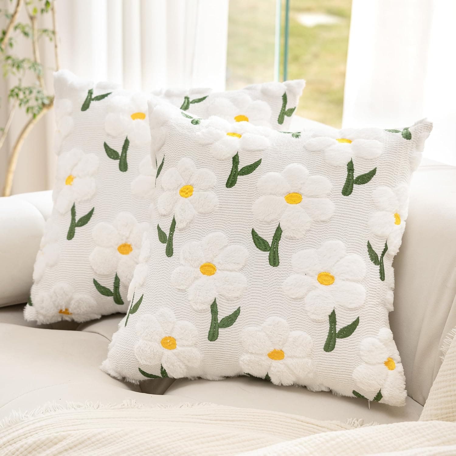 KIDHABE Floral Pillow Covers Set of 2