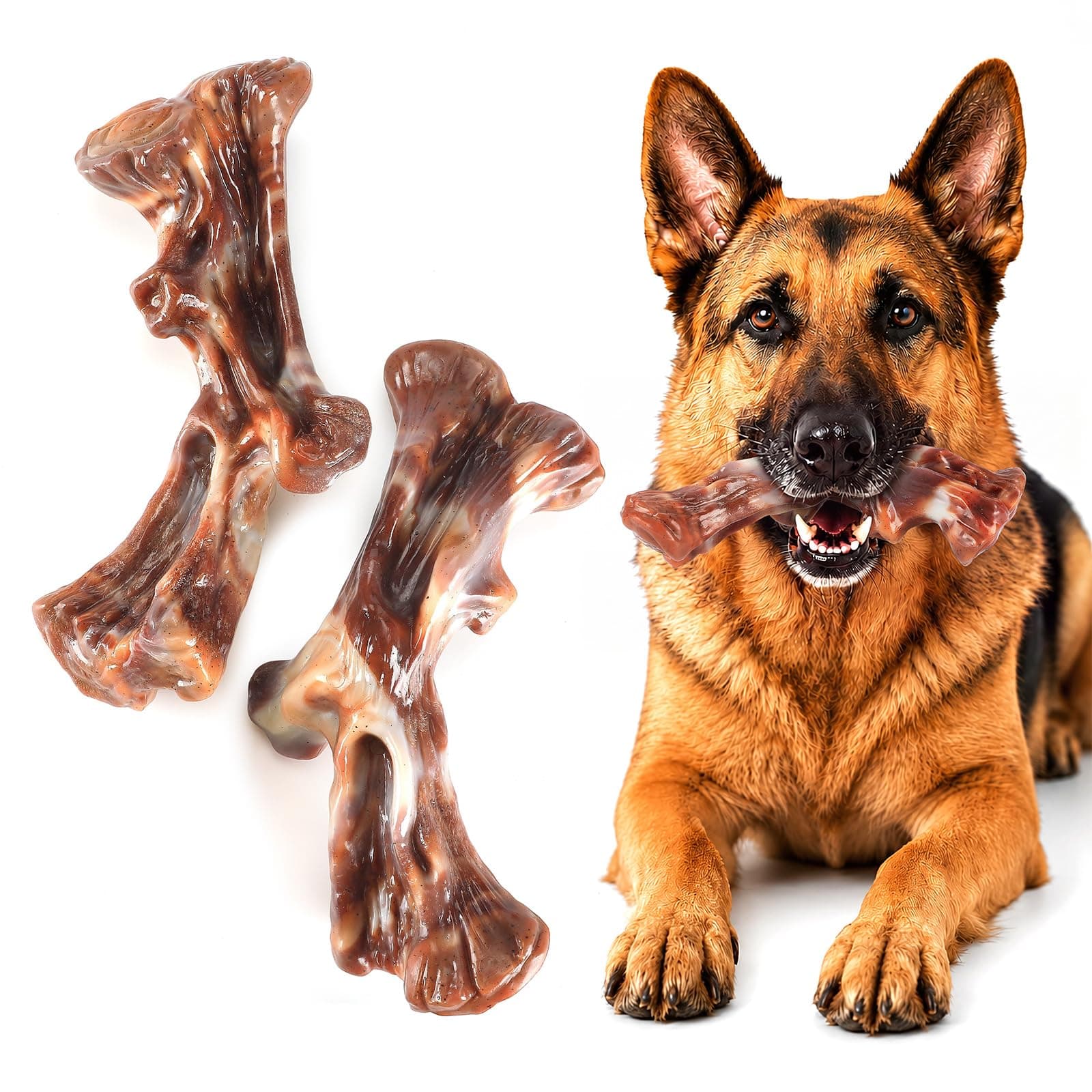 Dog Chew Toys for Aggressive Chewers - 2 Pack Indestructible Dog Toys, Beef and Bacon Flavored Tough Nylon Dog Bones for Aggressive Chewers, Medium Large Breed Dogs to Keep Them Busy