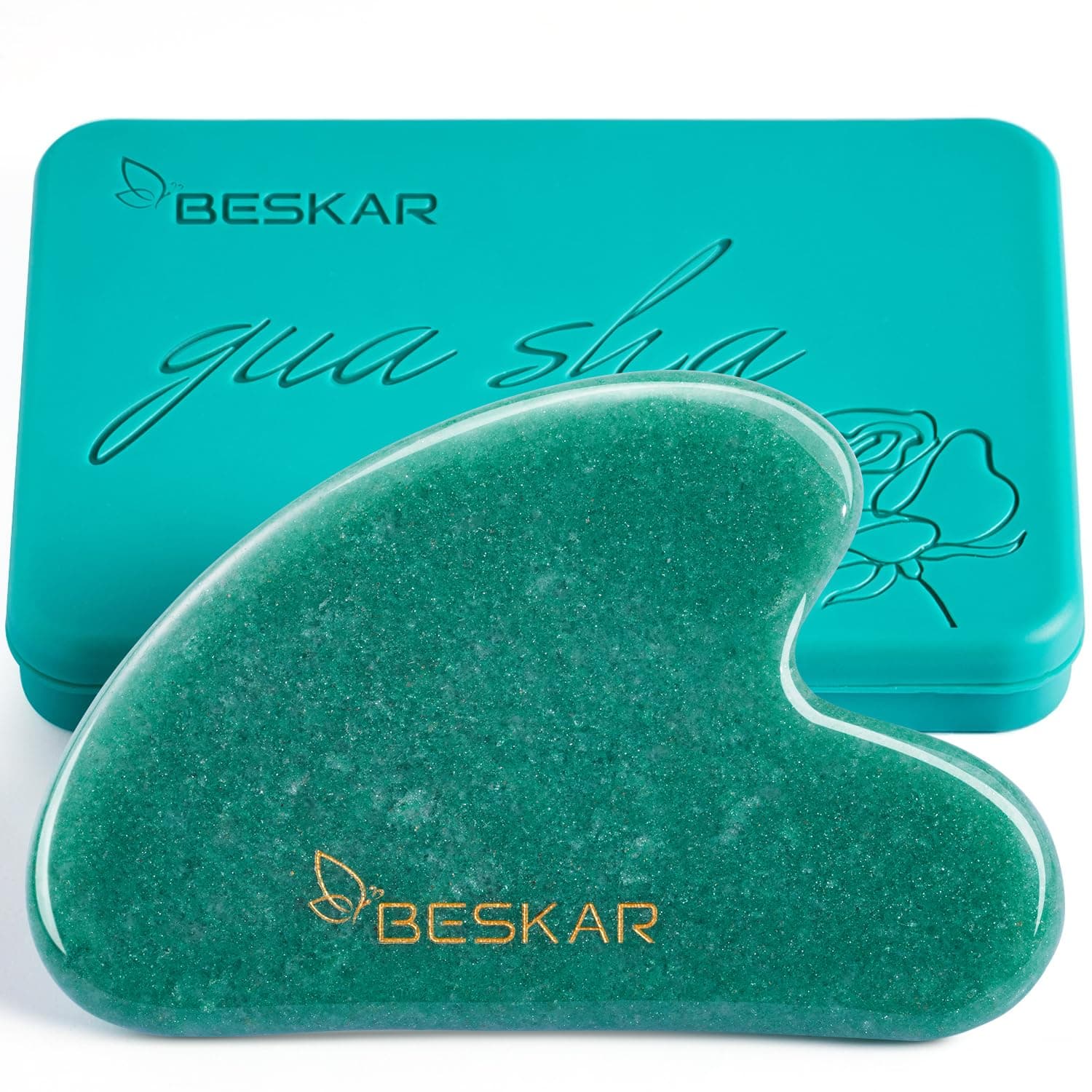 BESKAR Gua Sha Facial Tools, Natural Jade Stone Guasha Massager