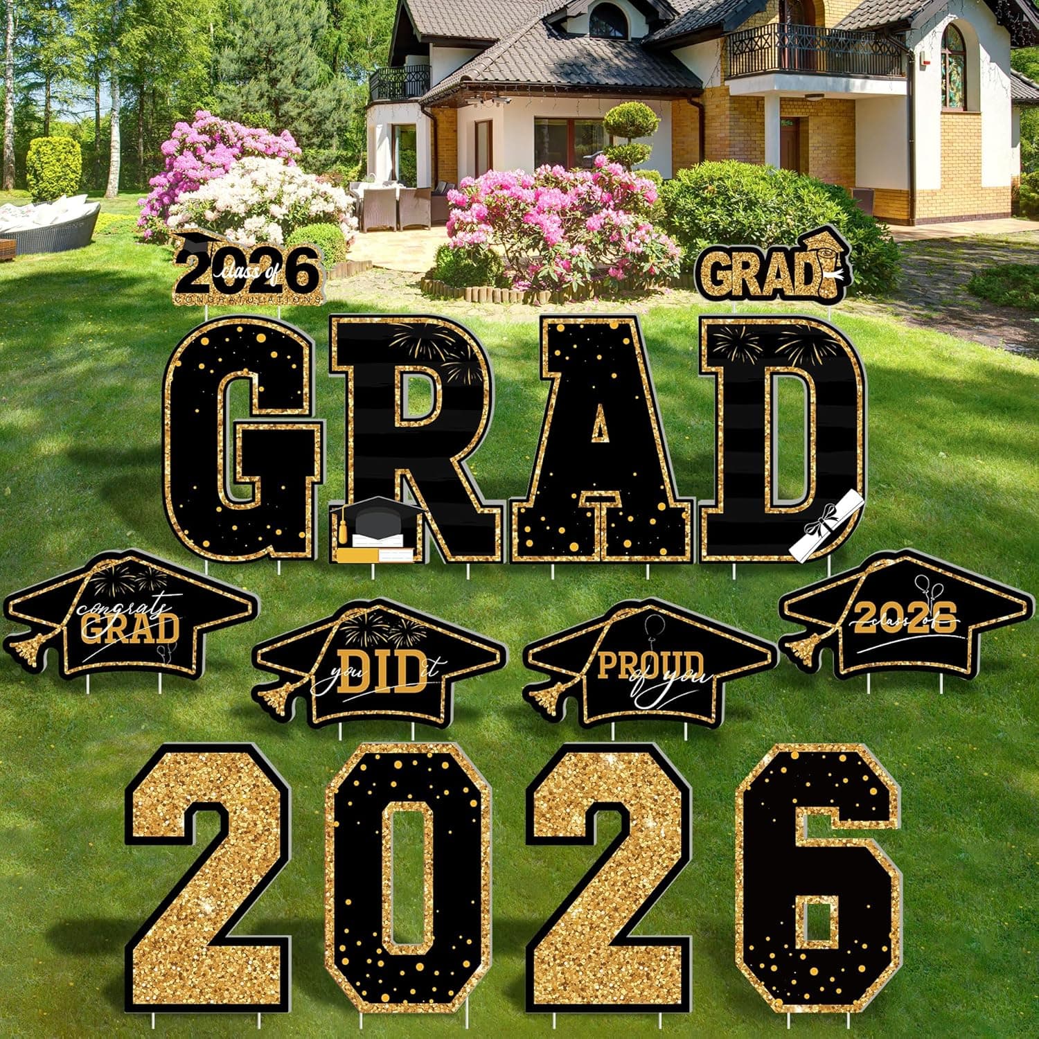 HOVACY 14 PCS Graduation Yard Signs